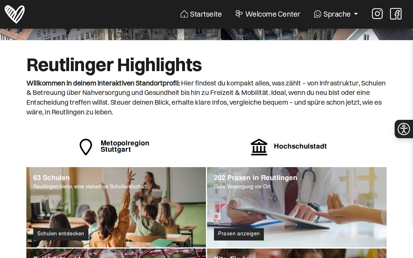 Reutlinger Highlights: das interaktive Standortprofil