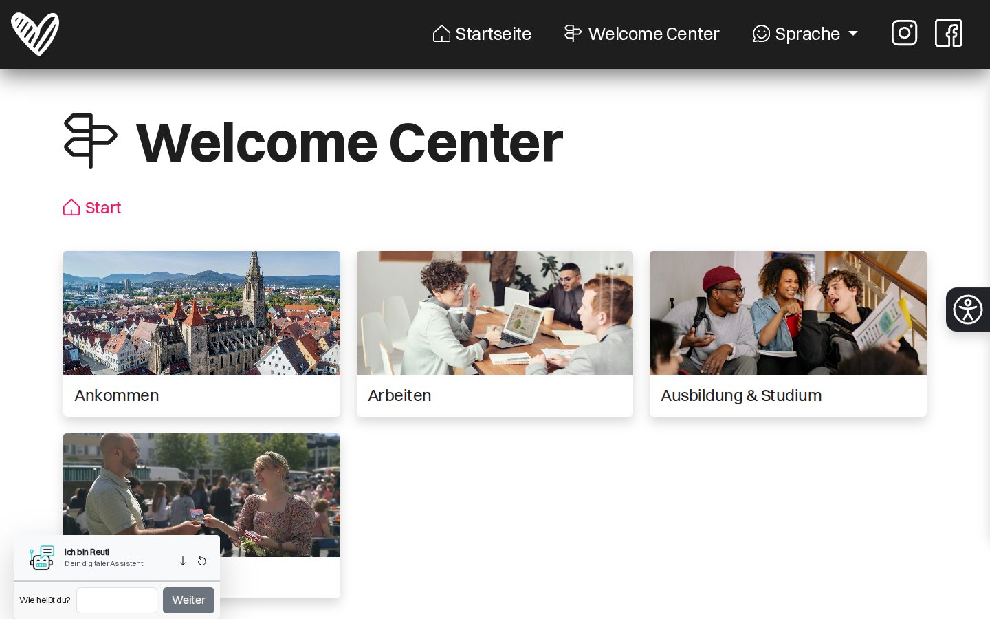 Das Welcome Center mit Chatbot Reuti