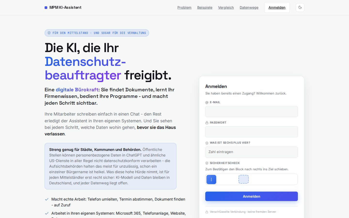 Startseite von KI-Assistent